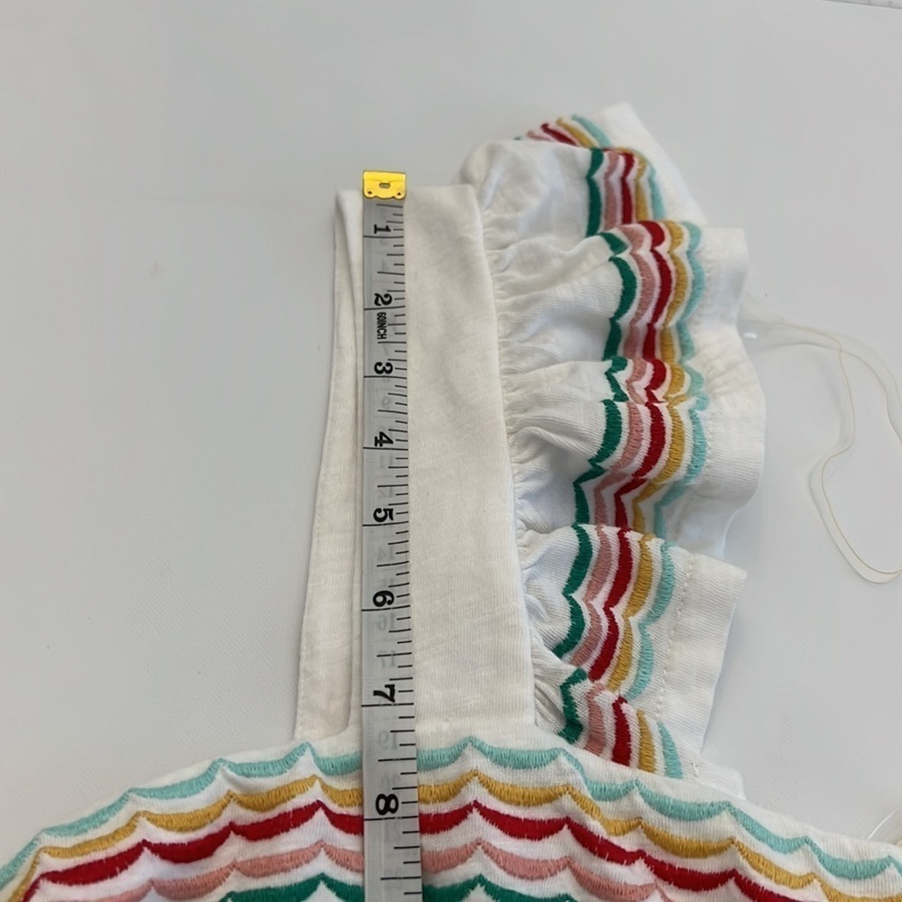 ST. John’s Bay white square neck multi- color edge ruffle sleeve tank size M NWT - Picture 10 of 12